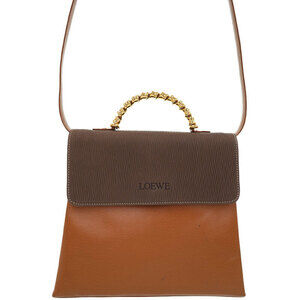 Loewe Velazquez 2way Leather twist Handle Handbag Brown